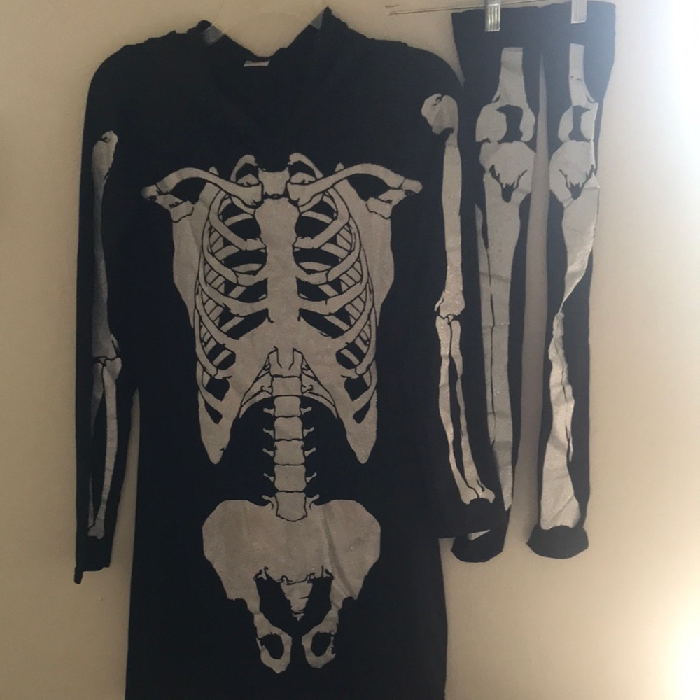 Skeleton Print Black and White Costume Set for women